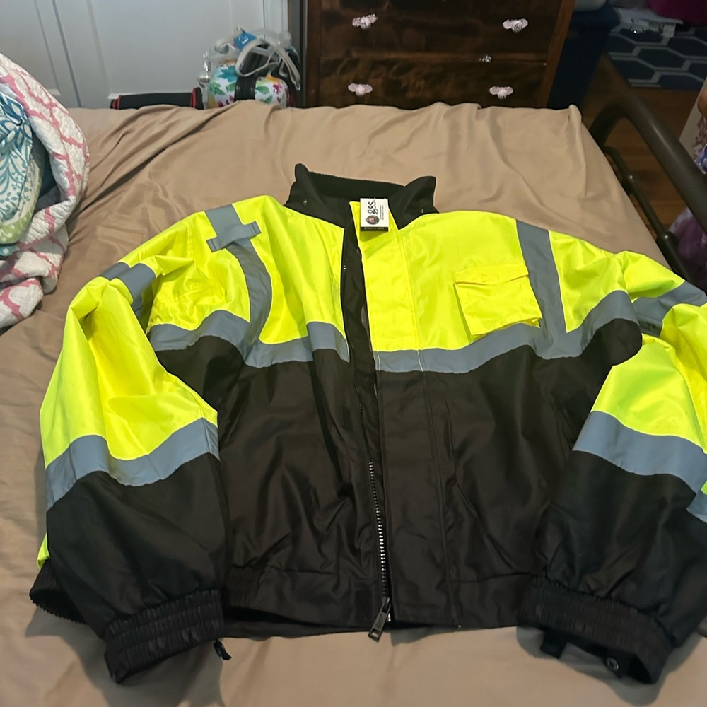 High-Visibility Yellow and Black Raincoat